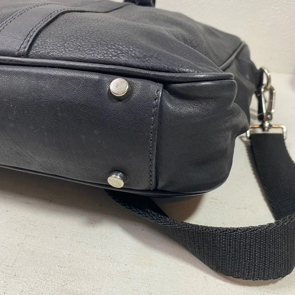Cole Haan Black Leather Briefcase Laptop Bag Made in Italy Business Casual